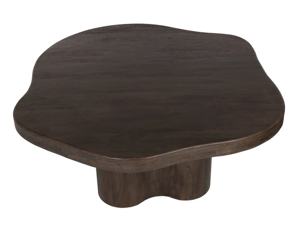 Sunpan Bellona Solid Acacia Wood Pedestal Dining Table Artisan Crafted Sculptural Base 112482