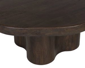 Sunpan Bellona Solid Acacia Wood Pedestal Dining Table Artisan Crafted Sculptural Base 112482