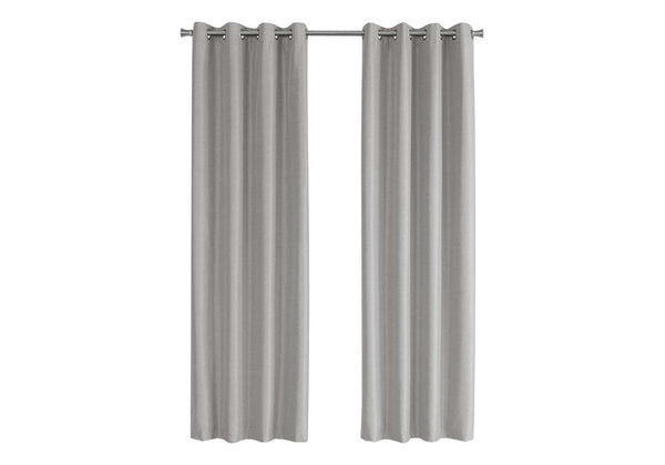 English Elm Curtain Panel Set, 2Pcs, 54"W X 84"L, 100% Blackout, Thermal Insulation, Grommet Grey Design B2710P218777