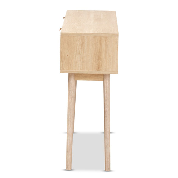 Baxton Studio Baxton Studio Baird Mid-Century Console Table with Rattan Drawers & Light Oak Finish for Stylish Storage SR191632-Rattan-Console