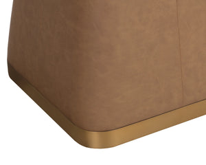 Sunpan Bronwyn Round Marble Dining Table Faux Leather Base Brushed Metal Plinth 48 Inch 112501