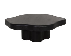 Sunpan Bellona Solid Acacia Wood Round Coffee Table Sculptural Pedestal Base Living Room Black 112514