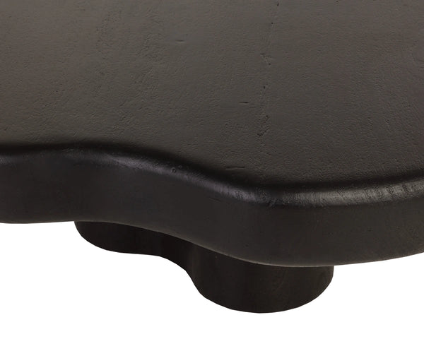 Sunpan Bellona Solid Acacia Wood Round Coffee Table Sculptural Pedestal Base Living Room Black 112514