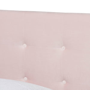 Baxton Studio Baxton Caprice Glam Light Pink Velvet Twin Bed - Modern Upholstered Design with Button Tufting CF9210B-Light Pink Velvet-Twin