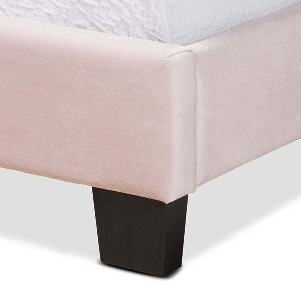 Baxton Studio Baxton Caprice Glam Light Pink Velvet Twin Bed - Modern Upholstered Design with Button Tufting CF9210B-Light Pink Velvet-Twin