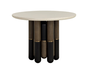Sunpan Yanna Round Marble Bistro Table with Mindi Wood Base for Dining Nook or Breakfast Room 112541