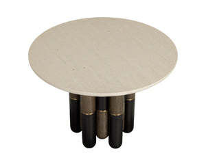 Sunpan Yanna Round Marble Bistro Table with Mindi Wood Base for Dining Nook or Breakfast Room 112541