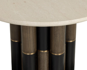 Sunpan Yanna Round Marble Bistro Table with Mindi Wood Base for Dining Nook or Breakfast Room 112541