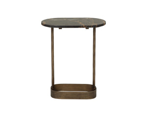 Sunpan Eden Marble Top End Table Hammered Iron Base Artisan Crafted Living Room Accent 112543