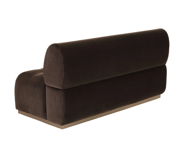 Sunpan Linford Channel Tufted Upholstered Banquette Bench with Curved Back and Metal Plinth Base 112544