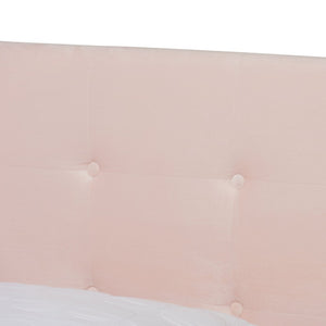 Baxton Studio Baxton Studio Caprice Glamorous Light Pink Velvet Queen Bed with Button-Tufted Headboard & Comfort CF9210B-Light Pink Velvet-Queen