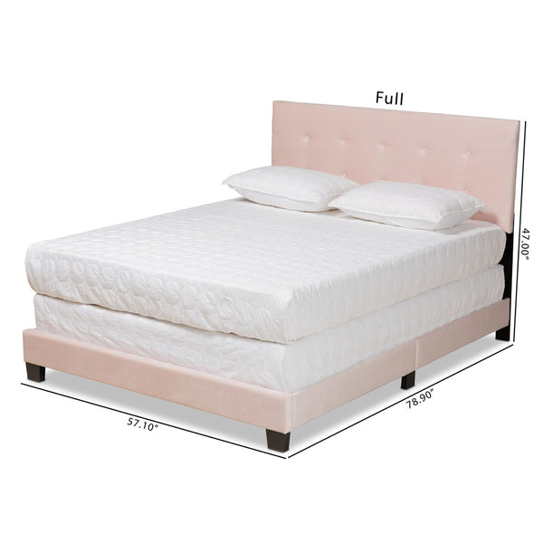 Baxton Studio Baxton Studio Caprice Glamorous Light Pink Velvet Queen Bed with Button-Tufted Headboard & Comfort CF9210B-Light Pink Velvet-Queen