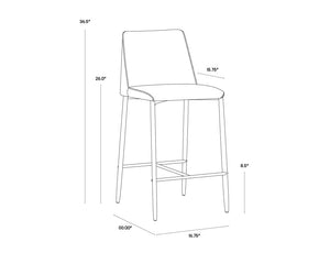 Sunpan Renee Modern Counter Stool in Armour Grey & Dark Slate - Sleek Design for Urban Dining Spaces