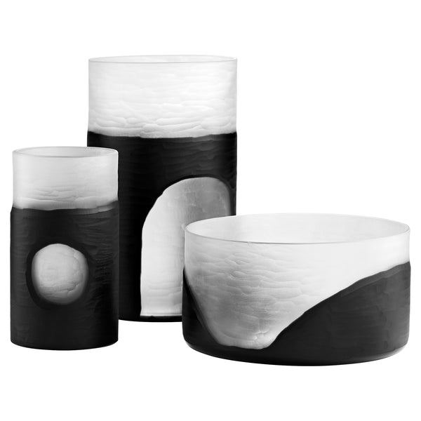 Ominous Frost Vase Clear and Black 11257 Cyan Design