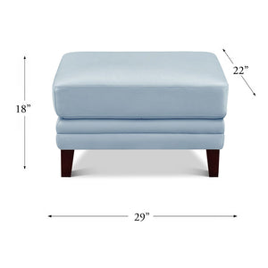 English Elm Arvo Leather Ottoman with Pocket Coil Cushions, Feather & Memory Foam Comfort, Durable Frame (30x23x14.5) Blue B2705P338113