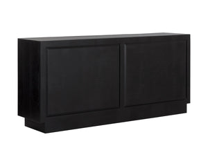 Sunpan Cove Solid Oak Sideboard Scandinavian Artisan Crafted Four Door Dining Storage Black 112591