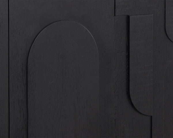 Sunpan Cove Solid Oak Sideboard Scandinavian Artisan Crafted Four Door Dining Storage Black 112591
