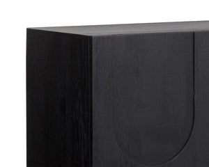 Sunpan Cove Solid Oak Sideboard Scandinavian Artisan Crafted Four Door Dining Storage Black 112591