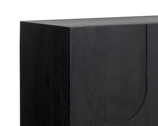 Sunpan Cove Solid Oak Sideboard Scandinavian Artisan Crafted Four Door Dining Storage Black 112591
