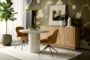 Sunpan Cove Solid Oak Sideboard Scandinavian Artisan Crafted Four Door Dining Storage Rustic Oak 112592
