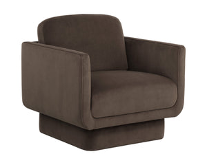 Sunpan Everton Upholstered Lounge Chair with U-Shaped Arms and Square Base for Any Room Brown 112594