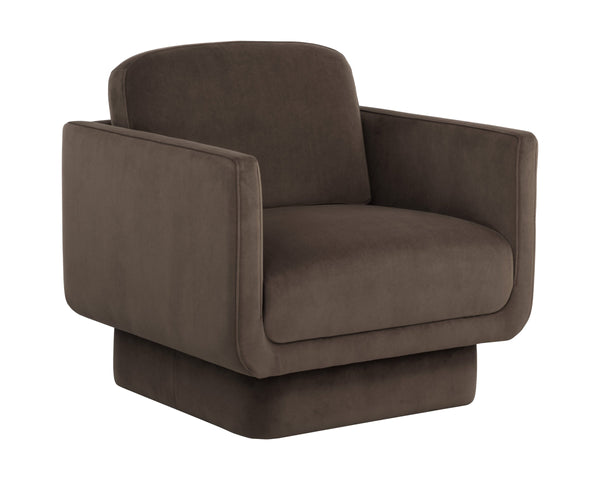 Sunpan Everton Upholstered Lounge Chair with U-Shaped Arms and Square Base for Any Room Brown 112594
