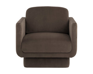 Sunpan Everton Upholstered Lounge Chair with U-Shaped Arms and Square Base for Any Room Brown 112594