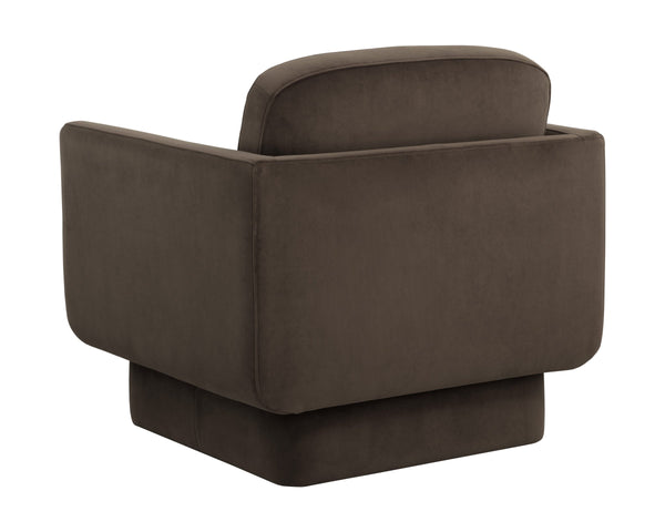 Sunpan Everton Upholstered Lounge Chair with U-Shaped Arms and Square Base for Any Room Brown 112594