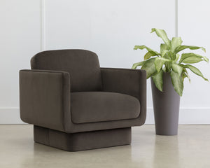 Sunpan Everton Upholstered Lounge Chair with U-Shaped Arms and Square Base for Any Room Brown 112594