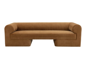 Sunpan Ionic Curved Sofa with Two-Tone Upholstery for Modern Living Room Comfort Gold 112596