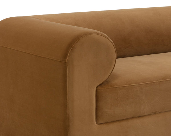 Sunpan Ionic Curved Sofa with Two-Tone Upholstery for Modern Living Room Comfort Gold 112596