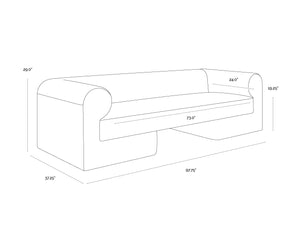 Sunpan Ionic Curved Sofa with Two-Tone Upholstery for Modern Living Room Comfort Gold 112596