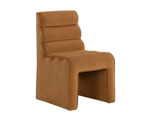 Sunpan Stuart Channel Tufted Dining Chair Gold Upholstered Formal Statement Seating 112597