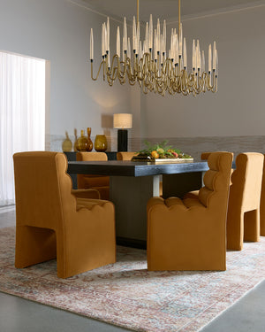 Sunpan Stuart Channel Tufted Dining Chair Gold Upholstered Formal Statement Seating 112597