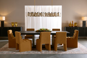 Sunpan Stuart Channel Tufted Dining Chair Gold Upholstered Formal Statement Seating 112597