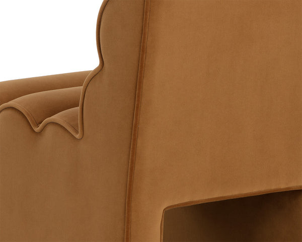 Sunpan Stuart Channel Tufted Dining Chair Gold Upholstered Formal Statement Seating 112597