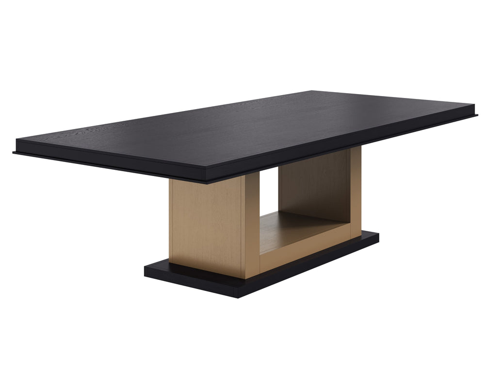 Sunpan Judson Two-Tone Black Oak Dining Table Handcrafted for Large Gatherings 112623