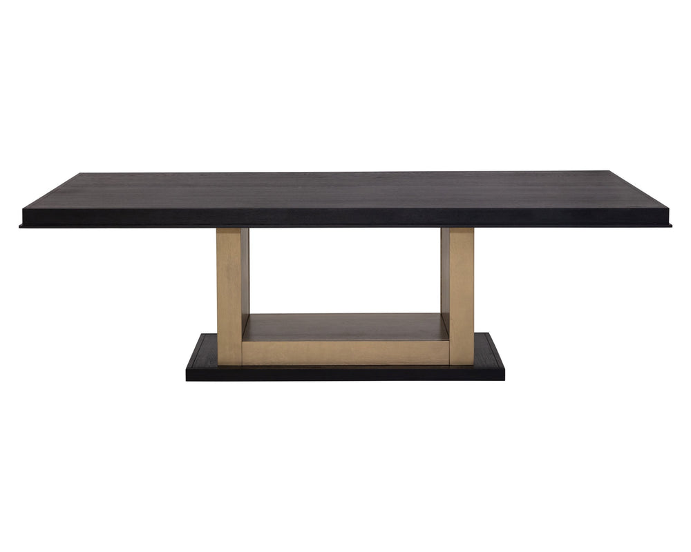 Sunpan Judson Two-Tone Black Oak Dining Table Handcrafted for Large Gatherings 112623