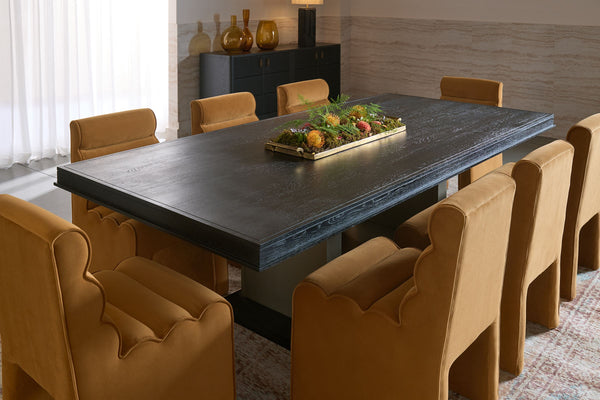 Sunpan Judson Two-Tone Black Oak Dining Table Handcrafted for Large Gatherings 112623