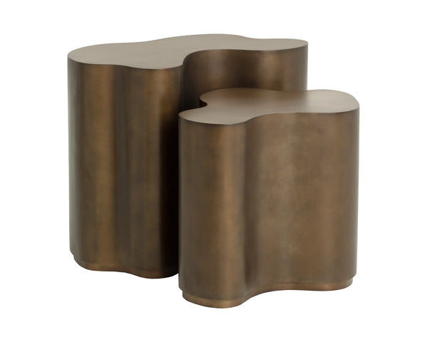 Sunpan Boise Iron Accent Table Handcrafted Brass and Bronze Two Tone Nesting Design Large 112625