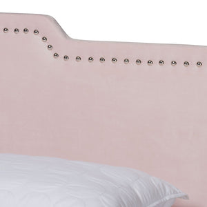 Baxton Studio Baxton Studio Glam Light Pink Velvet Upholstered Panel Bed with Padded Headboard for Stylish Comfort Benjen Queen CF9210C-Light Pink Velvet-Queen