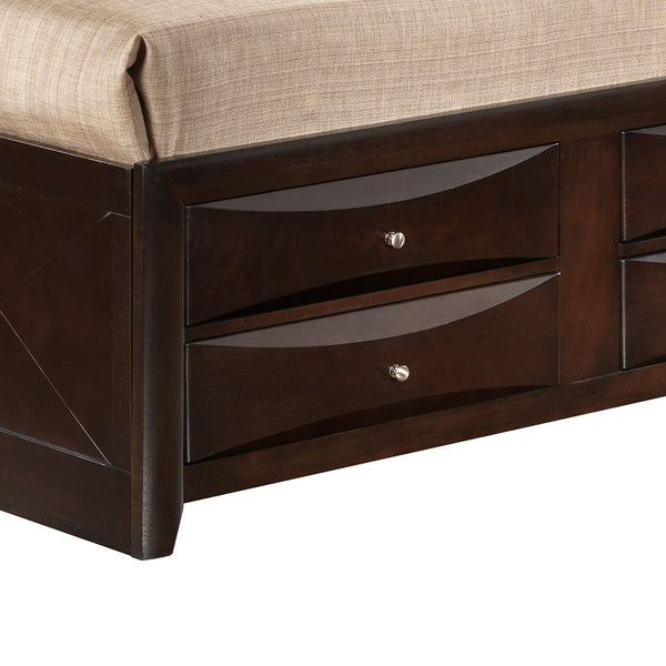 English Elm Marilla Modern Full Storage Bed with Dovetailed Drawers, Real Wood Veneer, Molded Beveled Fronts Cappuccino 19 L x 19 W x 30 H B078S00195