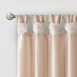 English Elm Twist Tab Lined Curtain Panel Blush 50X84" - Luxurious Faux Silk, Elegant Draping & Easy Installation B03598207-GIGA