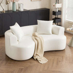 English Elm Moon oversized moon-shaped sleeper sofa with deep cloud-like sponge support and durable linen feel White W2012P337858