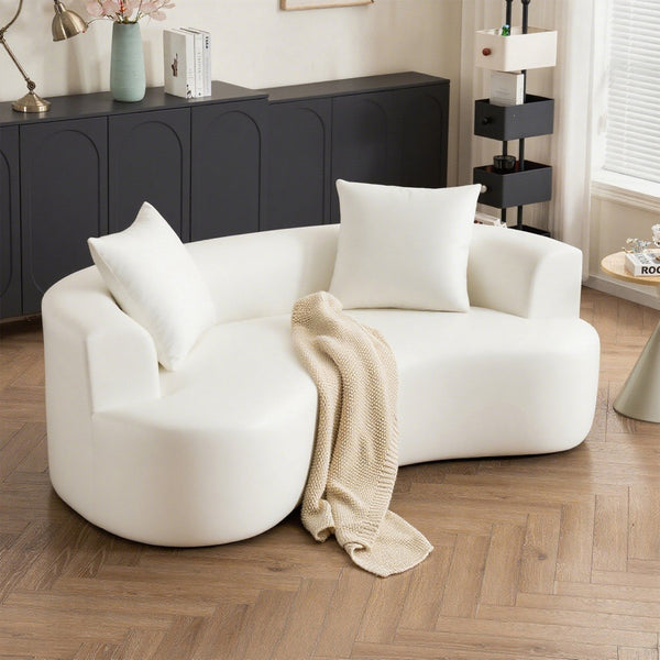 English Elm Moon oversized moon-shaped sleeper sofa with deep cloud-like sponge support and durable linen feel White W2012P337858