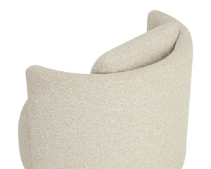 Sunpan Fortis Barrel Swivel Chair Wraparound Cocoon Seat with Maple Burl Base for Lounging 112671