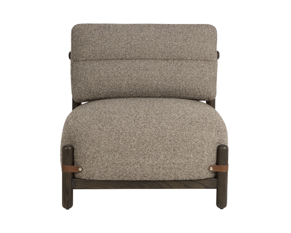 Sunpan Holst Mid-Century Lounge Chair Ebony Frame Leather Strap Accents Reading Room Accent 112673