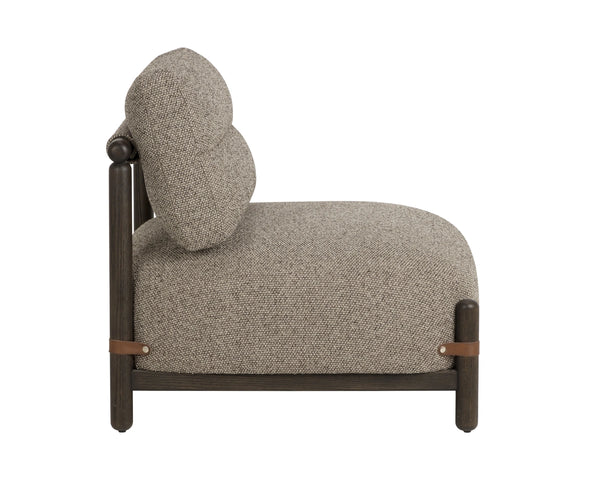 Sunpan Holst Mid-Century Lounge Chair Ebony Frame Leather Strap Accents Reading Room Accent 112673