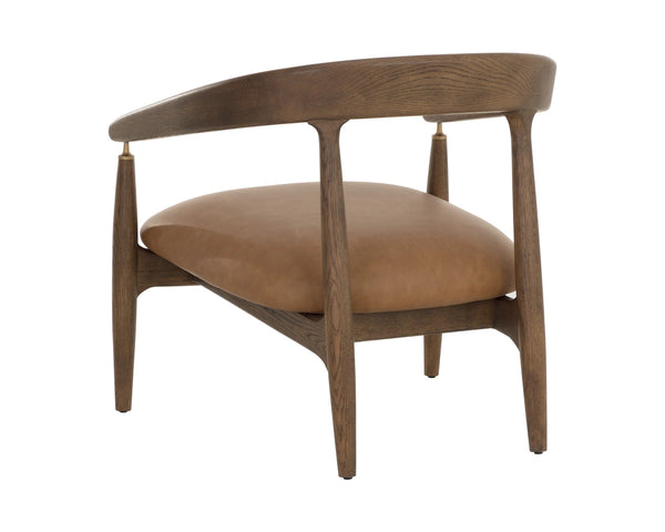 Sunpan Valmont Mid-Century Lounge Chair Faux Leather Seat with Brushed Brass Accent Fittings 112675
