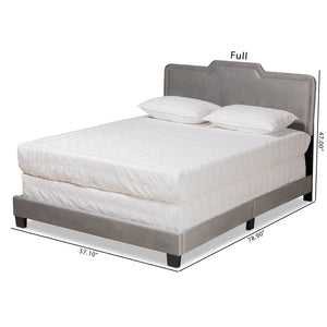 Baxton Studio Baxton Benjen Glam Grey Velvet Queen Panel Bed - Modern Comfort with Luxe Nailhead Trim Design CF9210C-Grey Velvet-Queen